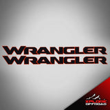 Jeep Wrangler JK JL JLU Hood Text Decals Sahara | Unlimited | Rubicon | Black & Red | Both Sides