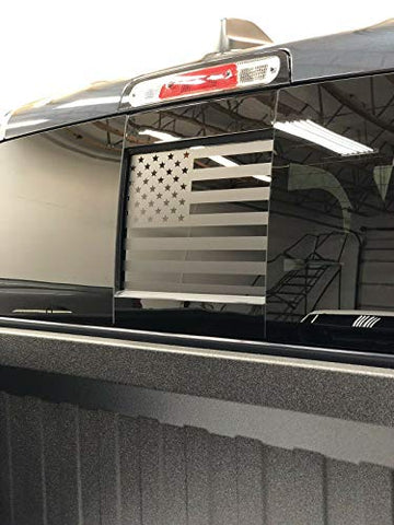 XPLORE OFFROAD - American Flag Truck Middle Window Decals | Matte Black | Universal Fit (14" X 17")