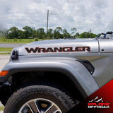 Jeep Wrangler JL JLU 2018 Hood Text Decals Sahara | Unlimited | Rubicon | Black & Red | Both Sides