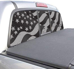 XPLORE OFFROAD - American Flag Window Decal for Pickup Trucks, SUVs, Cars Universal See Through Perforated Vinyl Graphic (Blowing in Wind)