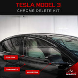 XPLORE OFFROAD Tesla Model 3 | Full Chrome Delete Kit | 2017-2022 (Satin Black)
