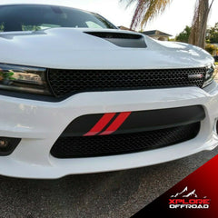 Dodge Charger V8 Vent Hash Marks Front Bumper Decals | Gloss Red | 2015-2019